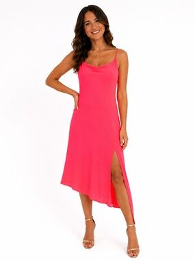 a new day Bright Pink Cowl Neck High-Low Slip Dress